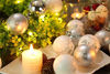 Picture of Sea Team 60mm/2.36" Delicate Contrast Color Theme Painting & Glittering Christmas Tree Pendants Decorative Hanging Christmas Baubles Balls Ornaments Set - 30 Pieces (Silver & White)