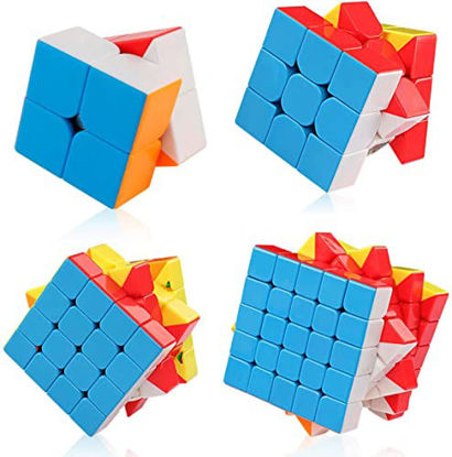 Picture of Coogam Moyu Cube Bundle 2x2 3x3 4x4 5x5 Speed Cube Set Meilong Pack Stickerless Brain Teaser Puzzle Toy for Kids Adults Challenge