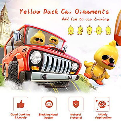 Picture of wonuu Cute Yellow Duck Toy Car Ornaments Cool Duck Car Dashboard Decorations Shaking Head Doll (Wave Left&Standing)