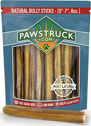 Picture of Bully Sticks for Dogs (5" to 7" Sticks, 8oz. Bag) Bulk Natural & Odorless Bullie - Bully Bones Made for Dog & Puppies - Best Long Lasting Odorless Chew Dental Treats