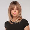 Picture of HAIRCUBE Wigs for Women Shoulder-Length Ombre Brown Wigs Charming Long Curly Wigs 18 Inch Wig with Bangs Daily Use