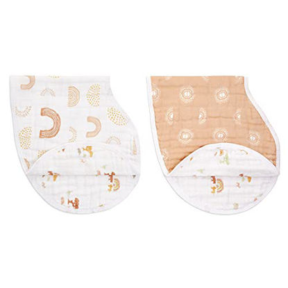Picture of aden + anais Burpy Bib, 100% Cotton Muslin, Soft Absorbent 4 Layers, Multi-Use Burp Cloth and Bib, 22.5" X 11", 2 Pack, Keep Rising