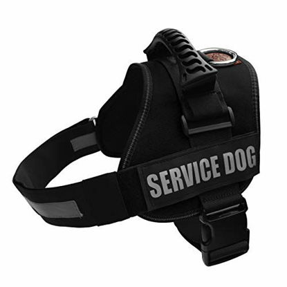 Picture of ALBCORP Service Dog Vest Harness - Reflective - Woven Polyester & Nylon, Comfy Mesh Padding, Medium, Black