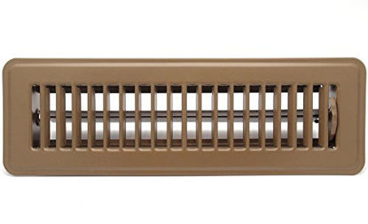 Picture of 6" X 14" Floor Register with Louvered Design - Fixed Blades Return Supply Air Grill - with Damper & Lever - Brown