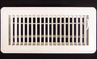 Picture of 6" X 14" Floor Register with Louvered Design - Fixed Blades Return Supply Air Grill - with Damper & Lever - White