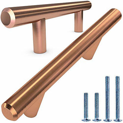Picture of Alpine Hardware Premium Solid Euro Style Bar Handle Pull | 10Pack ~5" Hole Center & 7 1/2" Length | Heavy Stainless Steel Handle Pull with Satin Copper/Bronze Finish | American Owned Cabinet Hardware