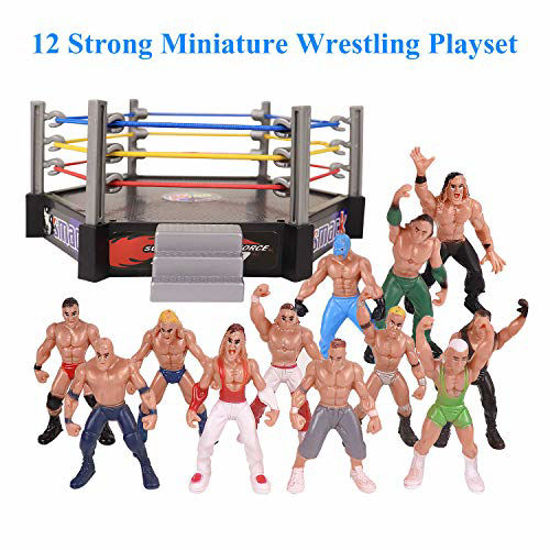 GetUSCart- Mini Wrestling Figure Playset,Cage Warriors,12 Little ...