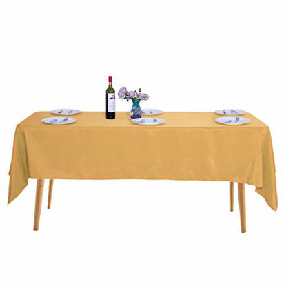 Picture of Ascoza 2pack 60x120 Inch Gold Rectangular Tablecloth in Polyester Fabric for Wedding/Banquet/Restaurant/Parties