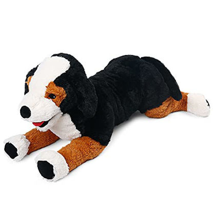 Picture of LotFancy 27 inch Dog Stuffed Animal, Large Black Golden Retriever Plush, Tricolor Dog Toy