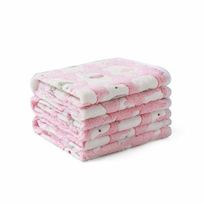 Picture of 1 Pack 3 Blankets Super Soft Fluffy Premium Cute Elephant Pattern Pet Blanket Flannel Throw for Dog Puppy Cat Pink Large(41x31 inch)
