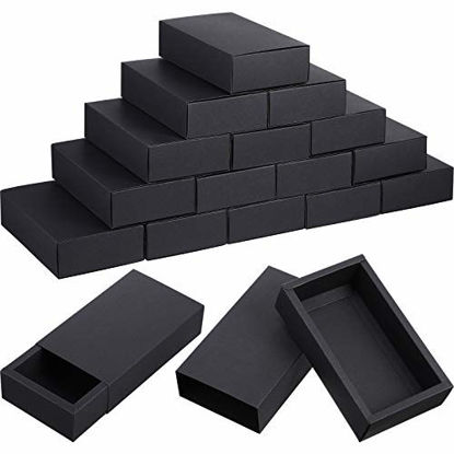 Picture of 15 Pieces Rectangle Drawer Boxes Small Mini Crafts Cardboard Present Boxes Present Packaging Boxes for Business Soap Jewelry Candy Weeding Party Favors (Black)