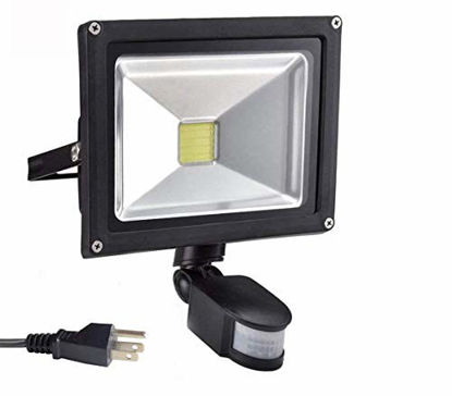 Picture of 20W Led Motion Sensor Flood Lights Outdoor, PIR Induction Lamp, Intelligent Light, 6000K, Cool White, 160W Bulb Equivalent, 1600lm, Super Bright Waterproof Security Floodlight