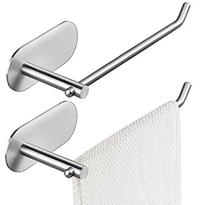 Picture of ZUNTO 2 Packs Hand Towel Holder Simple Open Towel Ring Self Adhesive Small Towel Bar Stick on Bathroom Kitchen, SUS 304 Stainless Steel Waterproof and Rustproof