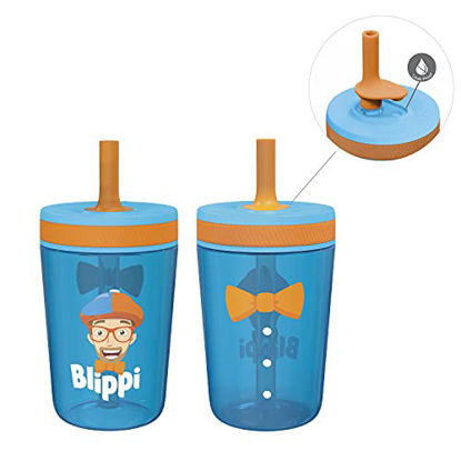 Picture of Zak Designs 15oz Blippi Kelso Tumbler Set, BPA-Free Leak-Proof Screw-On Lid with Straw Made of Durable Plastic and Silicone, Perfect Bundle for Kids, 2 Count (Pack of 1)