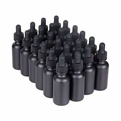 Picture of 7 Colors Available - The Bottle Depot Bulk 24 Pack 2 oz Black Glass Bottles With Dropper; Wholesale Quantity for Essential Oils, Serums with Pretty Frosted Finish to Protect and Preserve Quality