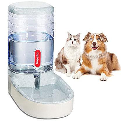 Picture of Automatic Pet Feeder Small&Medium Pets Automatic Food Feeder and Waterer Set 3.8L, Travel Supply Feeder and Water Dispenser for Dogs Cats Pets Animals (Gray Water Dispenser)