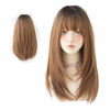 Picture of HUAISU Long Black Straight Hair Wig with Bangs Synthetic High Density Long Hair Wig for Women (Brown, 22inch)
