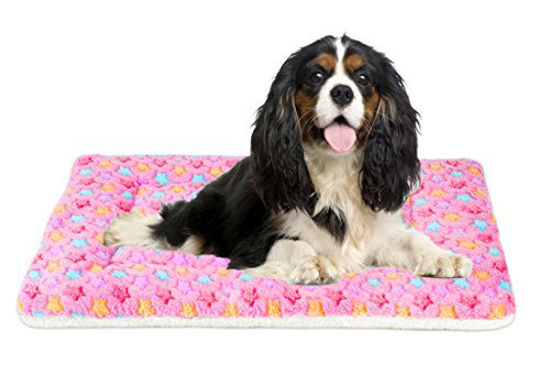 Picture of Mora Pets Ultra Soft Pet (Dog/Cat) Bed Mat with Cute Prints | Reversible Fleece Dog Crate Kennel Pad | Machine Washable Pet Bed Liner (30-Inch, Pink)