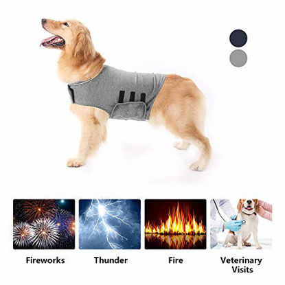 Picture of XLSFPY Dog Anxiety Jacket, Stress Relief Calming Coat for Large Dogs, Calming Solution Vest for Fireworks, Travel and Separation, Grey