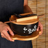 Picture of Japanese Ramen Bowls Japanese Rice Bowl (Contains chopsticks and spoons, Base) Ceramic Ramen Bowl Hand Drawn Rice Bowl Retro Tableware Noodle Bowl 6.5 inch (US-DGW-Set)