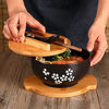 Picture of Japanese Ramen Bowls Japanese Rice Bowl (Contains chopsticks and spoons, Base) Ceramic Ramen Bowl Hand Drawn Rice Bowl Retro Tableware Noodle Bowl 6.5 inch (US-DGW-Set)