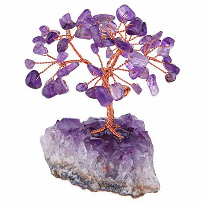 Picture of mookaitedecor Amethyst Crystal Tree, Amethyst Cluster Crystals Base Bonsai Money Tree for Wealth and Luck