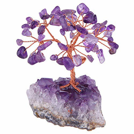 Picture of mookaitedecor Amethyst Crystal Tree, Amethyst Cluster Crystals Base Bonsai Money Tree for Wealth and Luck
