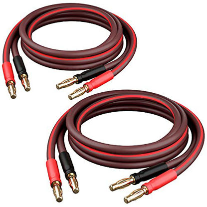 Picture of GearIT 14 AWG Speaker Cable with Banana Plugs (2 Pack, 6.6 Feet - 2 Meter), 14Ga Banana Wire for Bi-Wire Bi-Amp HiFi Surround Sound - Brown, 6 Ft