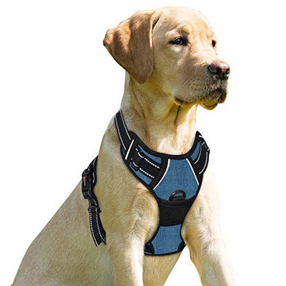Picture of BARKBAY No Pull Dog Harness Front Clip Heavy Duty Reflective Easy Control Handle for Large Dog Walking(Dark Blue,XL)