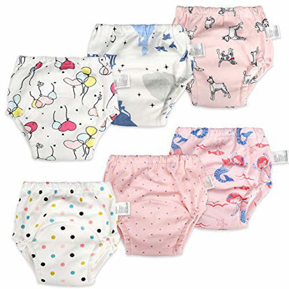 Picture of 6 Packs Cotton Training Pants Reusable Toddler Potty Training Underwear for Boy and Girl Mermaid-3T