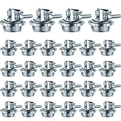 Picture of Clamp Type Connector Cable Connector Clamp Cable Connector for Metallic Conduit Protect Cables Silver (32, 1/2 Inch)