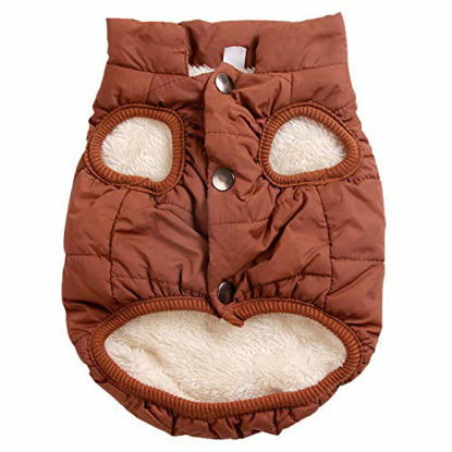 Picture of JoyDaog 2 Layers Fleece Lined Warm Dog Jacket for Winter Cold Weather,Soft Windproof Large Dog Coat,Brown XXL