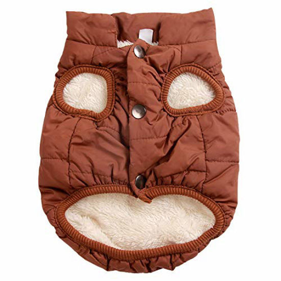 Picture of JoyDaog 2 Layers Fleece Lined Warm Dog Jacket for Winter Cold Weather,Soft Windproof Large Dog Coat,Brown XXL