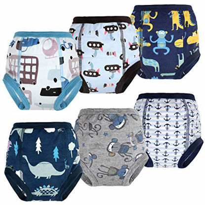 Picture of MooMoo Baby Training Pants 6 Packs Toddler Training Underwear for Boy and Girl Potty Training Car and Dinosaur 3T