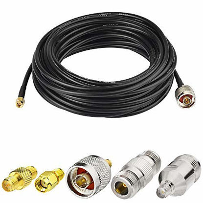 Picture of SUPERBAT SMA Male to N Male RF Coaxial Coax Cable 25ft + 3pcs RF Coax Adapter Kit, SMA-N Cable + SMA to N Male/Female Adapter KIT for Cell Antenna Router 3G 4G LTE Ham Antenna etc