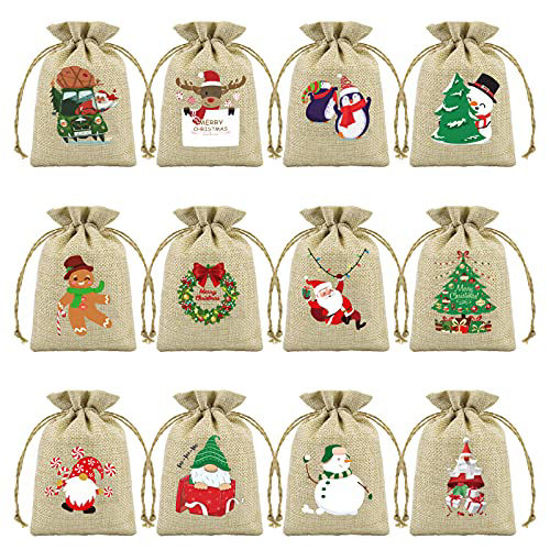 Buy UNIQOOO 12Pcs Metallic Gold Silver Christmas Gift Bags Bulk with Tags  Large 125 x10 Xmas Gift Wrap Bags Assorted Snowflake Star Reindeer  For Holidays New Year Party Favor Decor Gift Packaging