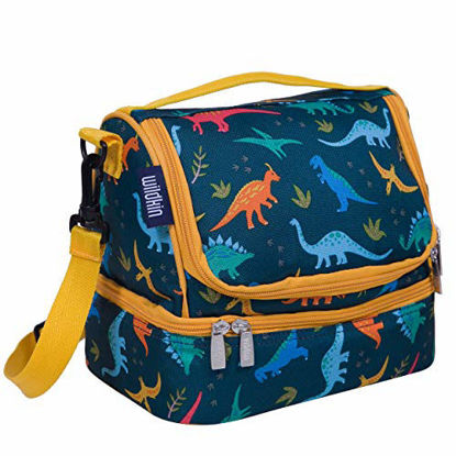 Picture of Wildkin Two Compartment Insulated Lunch Bag for Boys & Girls, Measures 9 x 8 x 6 Inches Lunch Box Bag for Kids, Ideal for Packing Hot or Cold Snacks for School & Travel, BPA-Free (Jurassic Dinosaurs)