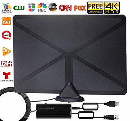Picture of [Newest 2020] Indoor Amplified HD TV Antenna Up to 100-120 Mile Range-Support 4K 1080p Freeview Television Local Channels for All Indoor TVs with Longer 9.8 ft Coax Cable The Built-in TV Antennas