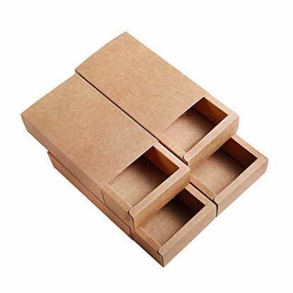 Picture of BENECREAT 16 Pack Kraft Paper Drawer Box Festival Gift Wrapping Boxes Soap Jewelry Candy Weeding Party Favors Gift Packaging Boxes - Brown (6.77x4x1.65)