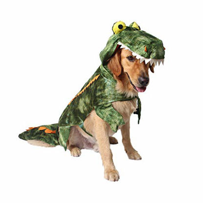 Picture of Mogoko Funny Dog Crocodile Costumes, Pet Halloween Alligator Cosplay Dress, Adorable Cat Apparel Animal Warm Outfits Clothes(XL Size)