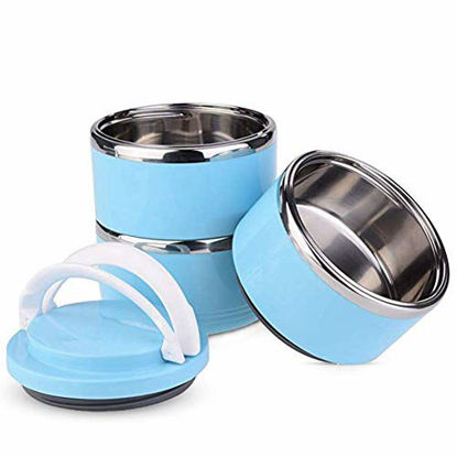Picture of YOUTHINK YOUTHINK Dog Travel Bowl Portable Spill Proof Pet Bowls Multiple Layers Pet Travel Water Food Container with Handle for Pet Outdoor Traveling (3 Layer)