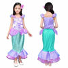 Picture of Princess Ariel Costume Little Girls Mermaid Dress Up Clothes Purple Fancy Outfit with Tiara Wand Mace Gloves Accessories Set for Toddler Kids Halloween Cosplay Birthday Party Size 7-8 Years