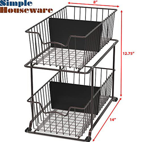 GetUSCart SimpleHouseware 2 Tier Wire Basket Drawer Organizer