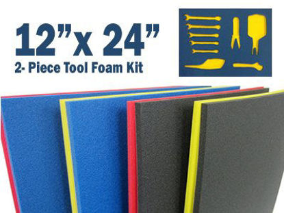 Picture of 5S Tool Box Shadow Foam Organizers (2 Color) Custom Size (12" x 24", Blue Top/Red Bottom)