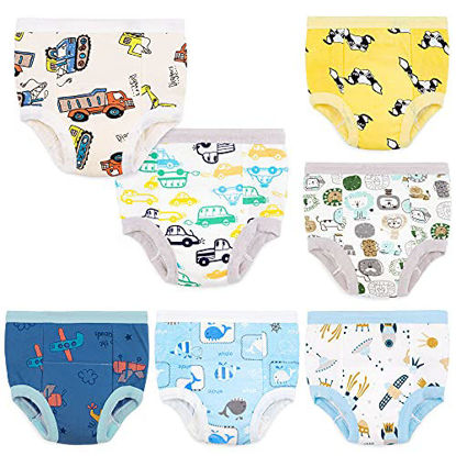 Picture of 7 Pack Cotton Potty Training Pants for Boys, Strong Absorbent Toddler Potty Training Underwear for Baby Boy Blue 2T
