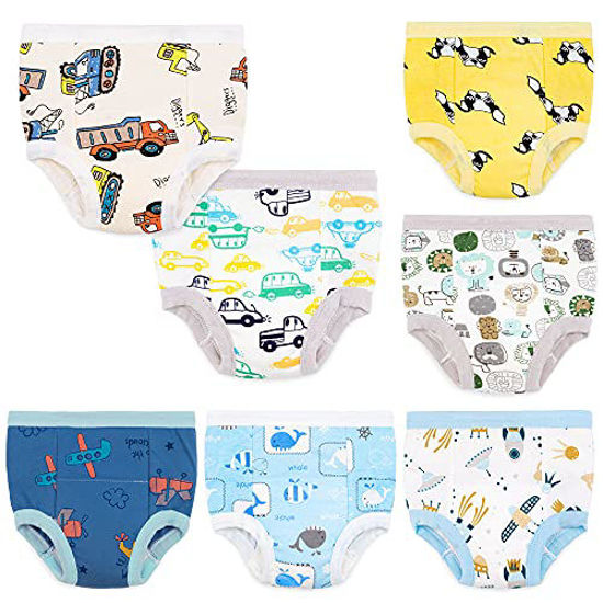 Picture of 7 Pack Cotton Potty Training Pants for Boys, Strong Absorbent Toddler Potty Training Underwear for Baby Boy Blue 3T