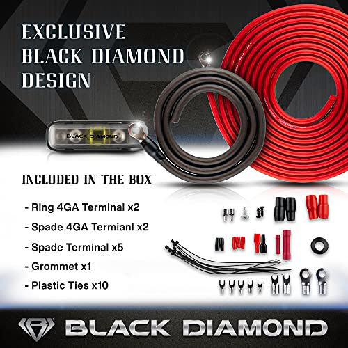 GetUSCart Black Diamond DiaAK4 Amplifier Wiring Kit 4 Gauge Amp Kit