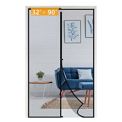 Picture of Yotache Magnetic Screen Door Fits Door Size 32 x 90, Reinforced Fiberglass Net Curtain for Walk Through Door Fit Doors Size Up to 32"W x 90"H Max