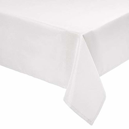 Picture of Amazon Basics Rectangle Washable Polyester Fabric Tablecloth - 60" x 102", Ivory, Pack of 2