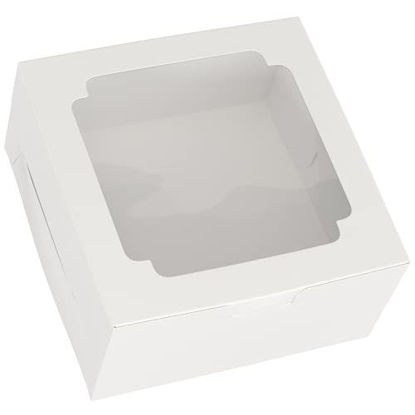 Picture of Cake Boxes 10 inch with Window - 25 Pcs Premium Quality 10 Inch Cake Box - Sturdy Bakery Box 10x10x5 - Large Cake Box 10x10 Packaging